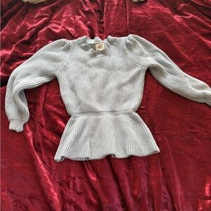 Light blue Ribbed Peplum Sweater